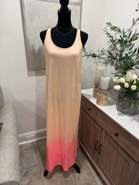 Sleeveless Ombre Maxi Dress/ Swim Coverup/ Sleep Dress in Peach to Coral